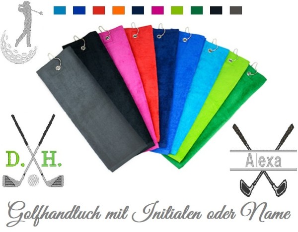 Handtuch Golfschläger mit Namen besticken lassen